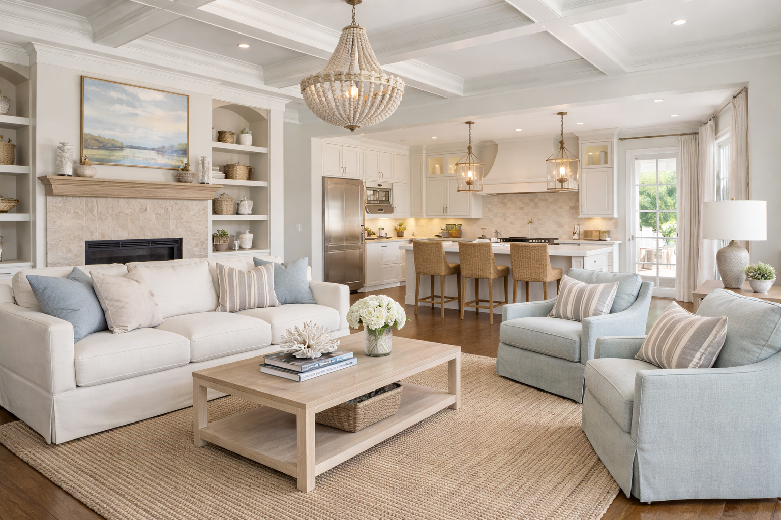 Luxury full-service interior design showcasing a professionally designed living space